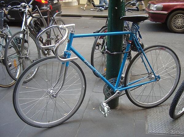 Bicyble GPS Chained To Poll
